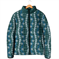 Pikake Maile Tiare Lei Padded Jacket Polu Lauhala Pattern