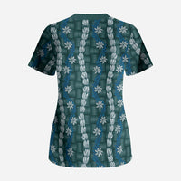 Pikake Maile Tiare Lei Scrub Top Polu Lauhala Pattern