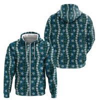 Pikake Maile Tiare Lei Zip Hoodie Polu Lauhala Pattern