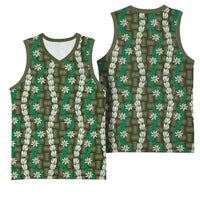 Pikake Maile Tiare Lei Basketball Jersey Omaomao Lauhala Pattern