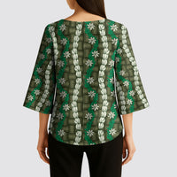 Pikake Maile Tiare Lei Kimono Sleeve Blouse Omaomao Lauhala Pattern