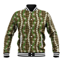 Pikake Maile Tiare Lei Baseball Jacket Natural Lauhala Pattern