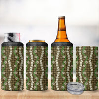 Pikake Maile Tiare Lei 4 in 1 Can Cooler Tumbler Natural Lauhala Pattern