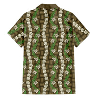 Pikake Maile Tiare Lei Family Matching Tank Maxi Dress and Hawaiian Shirt Natural Lauhala Pattern LT01 - Polynesian Pride