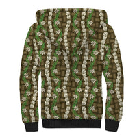 Pikake Maile Tiare Lei Sherpa Hoodie Natural Lauhala Pattern LT01 - Polynesian Pride