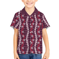 Pikake Maile Tiare Lei Family Matching Long Sleeve Bodycon Dress and Hawaiian Shirt Akala Lauhala Pattern LT01 Son's Shirt Pink - Polynesian Pride