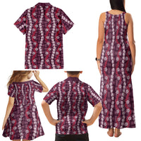 Pikake Maile Tiare Lei Family Matching Tank Maxi Dress and Hawaiian Shirt Akala Lauhala Pattern LT01 - Polynesian Pride