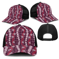 Pikake Maile Tiare Lei Mesh Trucker Cap Akala Lauhala Pattern