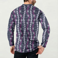 Pikake Maile Tiare Lei Button Sweatshirt Poni Lauhala Pattern