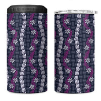 Pikake Maile Tiare Lei 4 in 1 Can Cooler Tumbler Poni Lauhala Pattern LT01 One Size: 16 oz Purple - Polynesian Pride