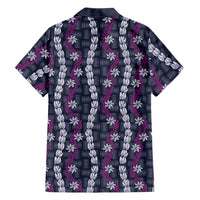 Pikake Maile Tiare Lei Family Matching Off Shoulder Short Dress and Hawaiian Shirt Poni Lauhala Pattern LT01 - Polynesian Pride