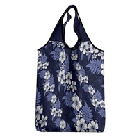 Hawaiian Hibiscus Tribal Floral Blue Grocery Bag Polynesian Tapa Pattern LT01 - Polynesian Pride