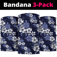 Hawaiian Hibiscus Tribal Floral Blue Neck Gaiter Polynesian Tapa Pattern - Polynesian Pride