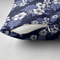 Hawaiian Hibiscus Tribal Floral Blue Pillow Cover Polynesian Tapa Pattern - Polynesian Pride