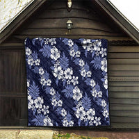 Hawaiian Hibiscus Tribal Floral Blue Quilt Polynesian Tapa Pattern - Polynesian Pride