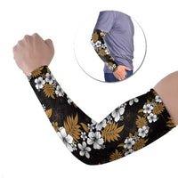 Hawaiian Hibiscus Tribal Floral Brown Arm Sleeves Polynesian Tapa Pattern - Polynesian Pride