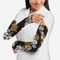Hawaiian Hibiscus Tribal Floral Brown Arm Sleeves Polynesian Tapa Pattern - Polynesian Pride