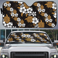 Hawaiian Hibiscus Tribal Floral Brown Auto Sun Shade Polynesian Tapa Pattern - Polynesian Pride