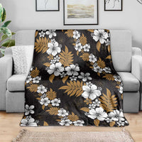 Hawaiian Hibiscus Tribal Floral Brown Blanket Polynesian Tapa Pattern - Polynesian Pride