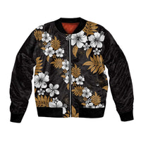 Hawaiian Hibiscus Tribal Floral Brown Bomber Jacket Polynesian Tapa Pattern LT01 Unisex Brown - Polynesian Pride