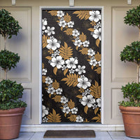 Hawaiian Hibiscus Tribal Floral Brown Door Cover Polynesian Tapa Pattern - Polynesian Pride
