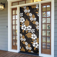 Hawaiian Hibiscus Tribal Floral Brown Door Cover Polynesian Tapa Pattern - Polynesian Pride
