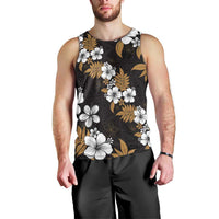 Hawaiian Hibiscus Tribal Floral Brown Men Tank Top Polynesian Tapa Pattern - Polynesian Pride
