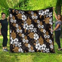 Hawaiian Hibiscus Tribal Floral Brown Quilt Polynesian Tapa Pattern - Polynesian Pride