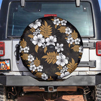 Hawaiian Hibiscus Tribal Floral Brown Spare Tire Cover Polynesian Tapa Pattern - Polynesian Pride