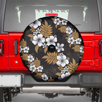 Hawaiian Hibiscus Tribal Floral Brown Spare Tire Cover Polynesian Tapa Pattern - Polynesian Pride