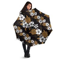 Hawaiian Hibiscus Tribal Floral Brown Umbrella Polynesian Tapa Pattern - Polynesian Pride