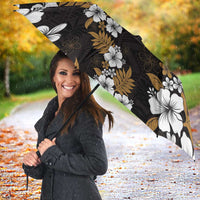 Hawaiian Hibiscus Tribal Floral Brown Umbrella Polynesian Tapa Pattern - Polynesian Pride