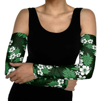 Hawaiian Hibiscus Tribal Floral Green Arm Sleeves Polynesian Tapa Pattern - Polynesian Pride