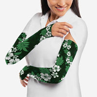 Hawaiian Hibiscus Tribal Floral Green Arm Sleeves Polynesian Tapa Pattern - Polynesian Pride