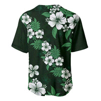 Hawaiian Hibiscus Tribal Floral Green Baseball Jersey Polynesian Tapa Pattern LT01 - Polynesian Pride
