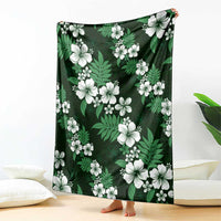Hawaiian Hibiscus Tribal Floral Green Blanket Polynesian Tapa Pattern - Polynesian Pride