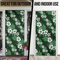 Hawaiian Hibiscus Tribal Floral Green Door Cover Polynesian Tapa Pattern - Polynesian Pride