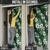 Hawaiian Hibiscus Tribal Floral Green Door Cover Polynesian Tapa Pattern - Polynesian Pride