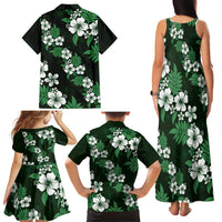 Hawaiian Hibiscus Tribal Floral Green Family Matching Tank Maxi Dress and Hawaiian Shirt Polynesian Tapa Pattern - Polynesian Pride