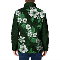 Hawaiian Hibiscus Tribal Floral Green Padded Jacket Polynesian Tapa Pattern - Polynesian Pride