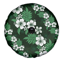 Hawaiian Hibiscus Tribal Floral Green Spare Tire Cover Polynesian Tapa Pattern - Polynesian Pride