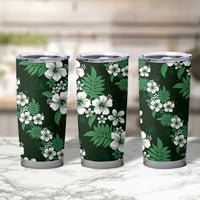 Hawaiian Hibiscus Tribal Floral Green Tumbler Cup Polynesian Tapa Pattern - Polynesian Pride