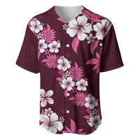 Hawaiian Hibiscus Tribal Floral Pink Baseball Jersey Polynesian Tapa Pattern LT01 Pink - Polynesian Pride