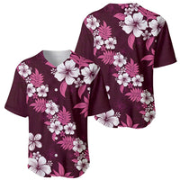 Hawaiian Hibiscus Tribal Floral Pink Baseball Jersey Polynesian Tapa Pattern LT01 - Polynesian Pride
