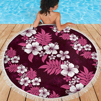 Hawaiian Hibiscus Tribal Floral Pink Beach Blanket Polynesian Tapa Pattern - Polynesian Pride
