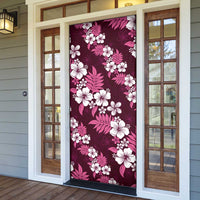 Hawaiian Hibiscus Tribal Floral Pink Door Cover Polynesian Tapa Pattern - Polynesian Pride