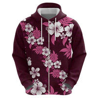 Hawaiian Hibiscus Tribal Floral Pink Hoodie Polynesian Tapa Pattern - Polynesian Pride