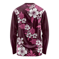 Hawaiian Hibiscus Tribal Floral Pink Long Sleeve Shirt Polynesian Tapa Pattern - Polynesian Pride