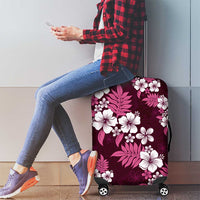 Hawaiian Hibiscus Tribal Floral Pink Luggage Cover Polynesian Tapa Pattern - Polynesian Pride
