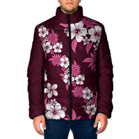 Hawaiian Hibiscus Tribal Floral Pink Padded Jacket Polynesian Tapa Pattern LT01 Men Pink - Polynesian Pride